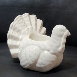 Yankee Candle White Stoneware Turkey Votive Holder Thanksgiving Home Decor