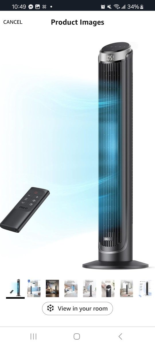 Tower Fans, 4 Modes 5 Speeds Max 26ft/s, 12H Timer, LED Display with Touch, Remote Control