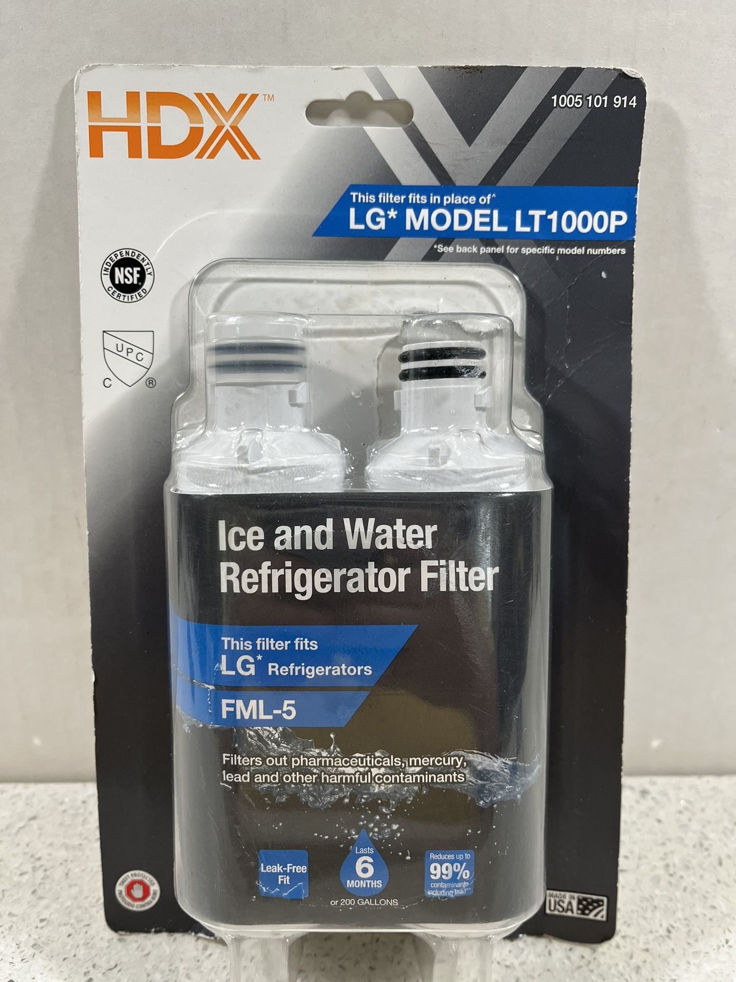 HDX FML-5 Premium Refrigerator Water Filter Replacement Fits LG LT1000P (2-Pack)