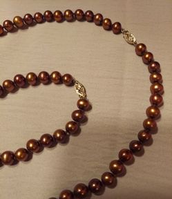 CHOCOLATE FRESHWATER REAL PEARLS WITH 10K CLAPS  NECKLACE & BRACELETS SETS