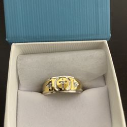 Gold Over Silver Men’s Real Natural Diamonds Ring 