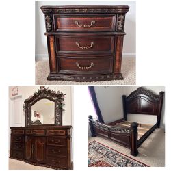 Wooden King Bed, Dresser and Nightstand Set