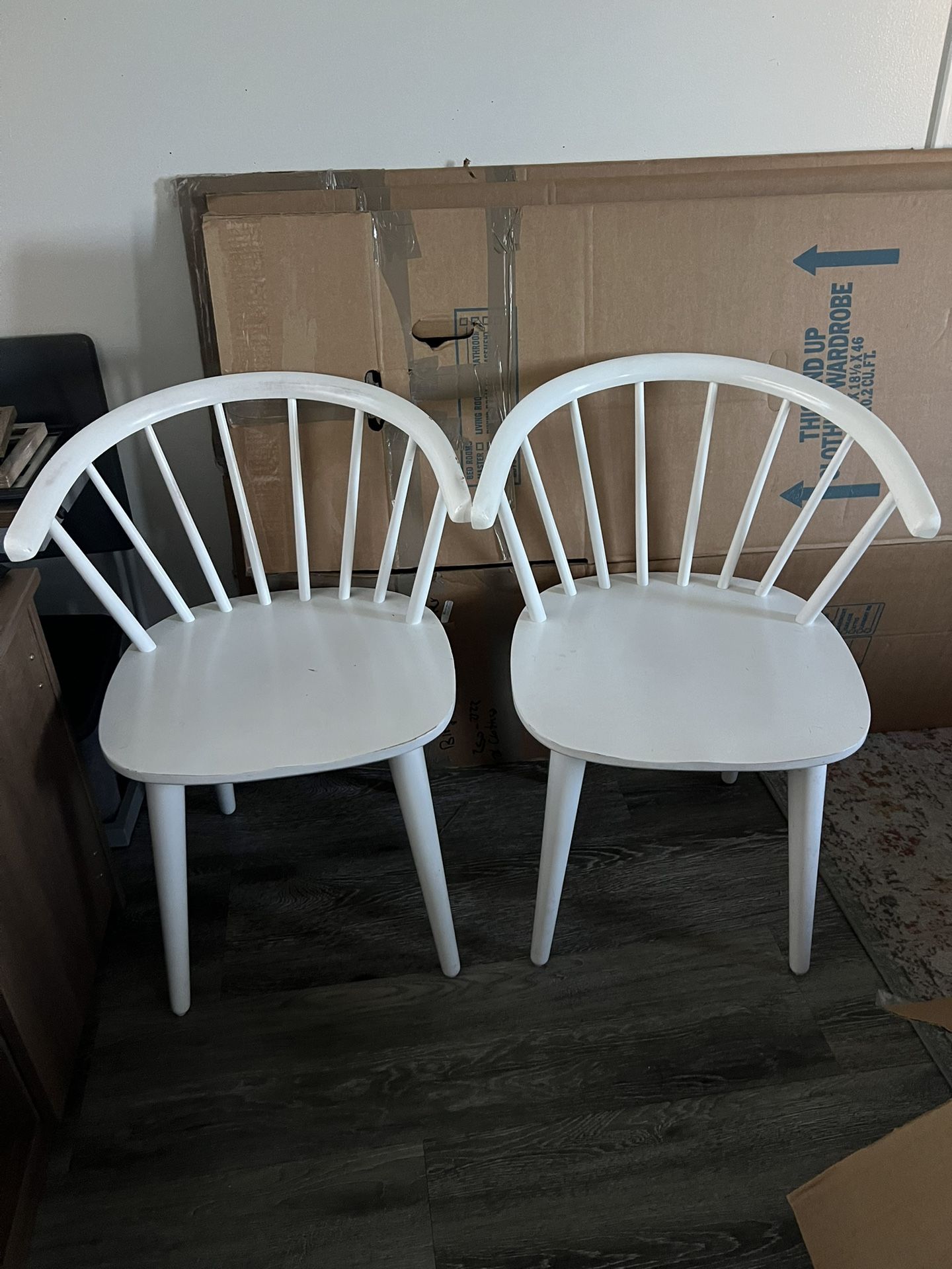 2 Wood White Chairs