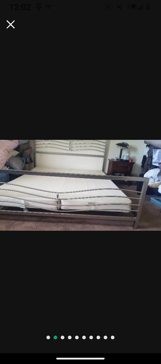 Cal King Brushed Silver Headboard & Foot Frame OBO