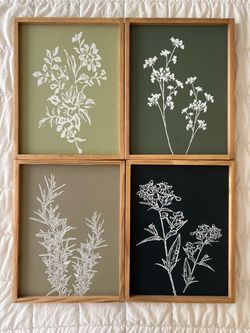 Set of 4 Botanical Framed Art Prints