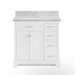 allen + roth Roveland 36-in White Undermount Single Sink Bathroom Vanity with Carrara Natural Marble Top Wit 