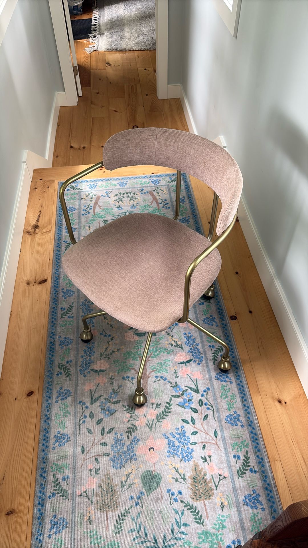 West Elm Lenox Swivel Office Chair Mauve Velvet