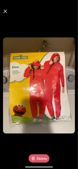 Sesame Street Elmo Adult Hooded Plush Union Suit Size S/M