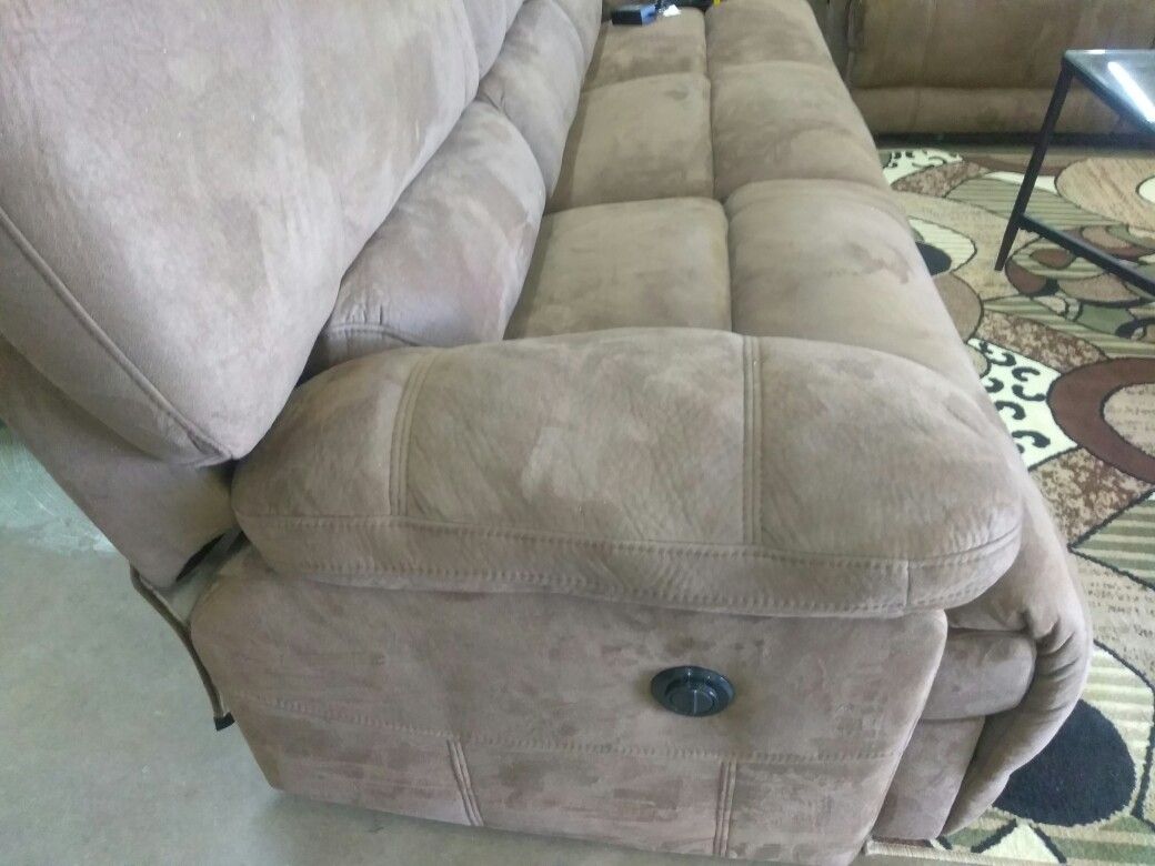 Pakage deal 3 pcs clot brown electric living room set