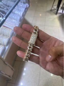 Cuban link iced out bracelet 111 grams 14k 12 ct vs Natural diamonds