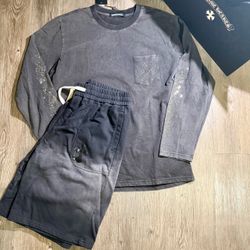Chrome Hearts Long Sleeve Shirt and Shorts Set SIZE XL