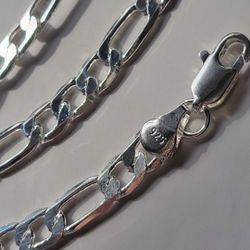 925 Sterling Silver 6MM FIGARO Necklace 20" 16.5g