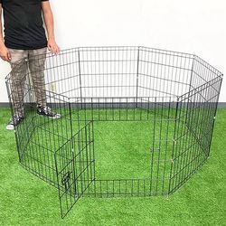 (Brand New) $39 Dog Playpen 8-Panel, Each Panel 24” Tall X 24” Wide Pet Exercise Fence Crate Kennel Gate