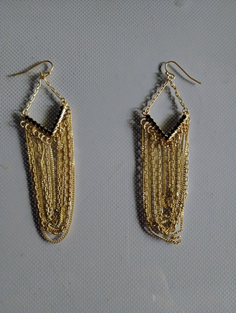 14k Gold/Sterling w Black Pave Diamond Earrings