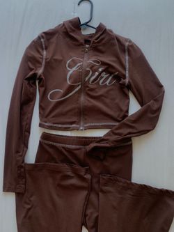 Brown 'That Girl' Two-Piece Tracksuit Set