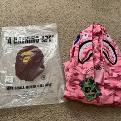 bathing ape full pink camo hoodie size XL