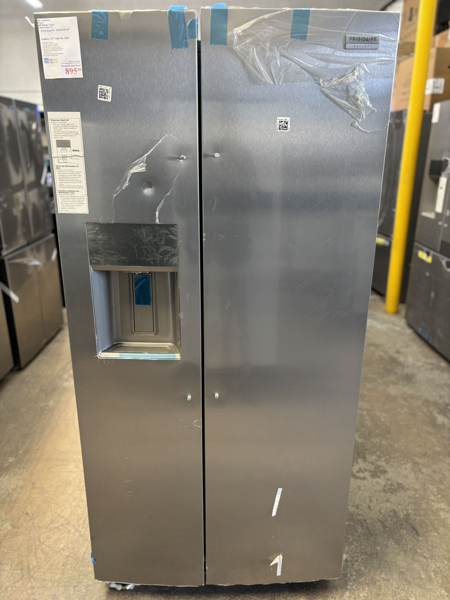 New Frigidaire Gallery Side By Side Refrigerator 33”wide