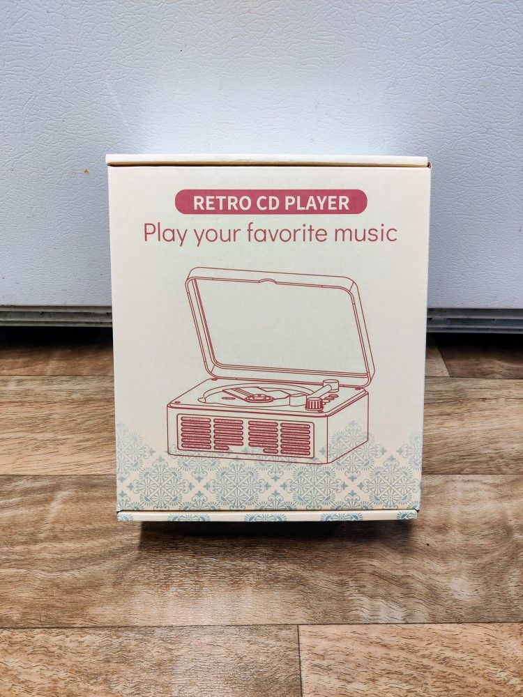 Retro CD Player with HiFi Stereo Sound Vintage CD Radio Player with Bluetooth