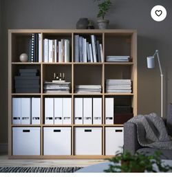 White stained oak cube shelf