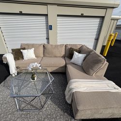 Sectional/couch/sofa,115x92, Beige/taupe, delivery available