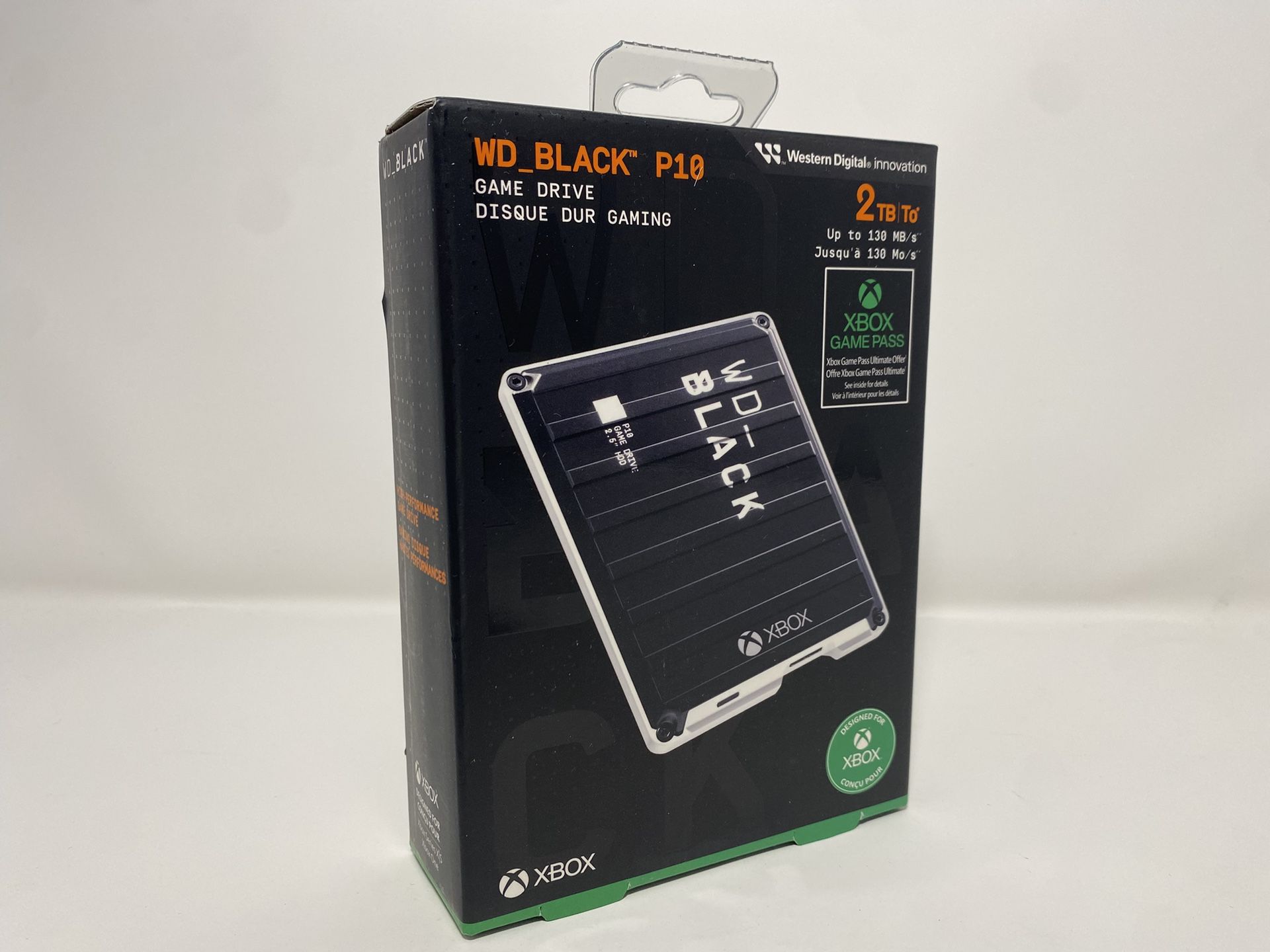 Western Digital Black P10 Game Drive for Xbox 2TB External Hard Drive USB 3.2 HDD 130 MB/s