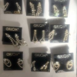9 Orion DROPS AUSTRIAN CRYSTAL RHINESTONE SILVER CHANDELIER DANGLE EARRINGS BRIDAL, Formal Attire etc 15 dollars each or best offers. Thanks