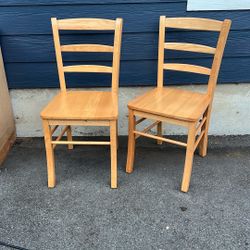 Ladder back Chairs  Natural Wood Set Of 2