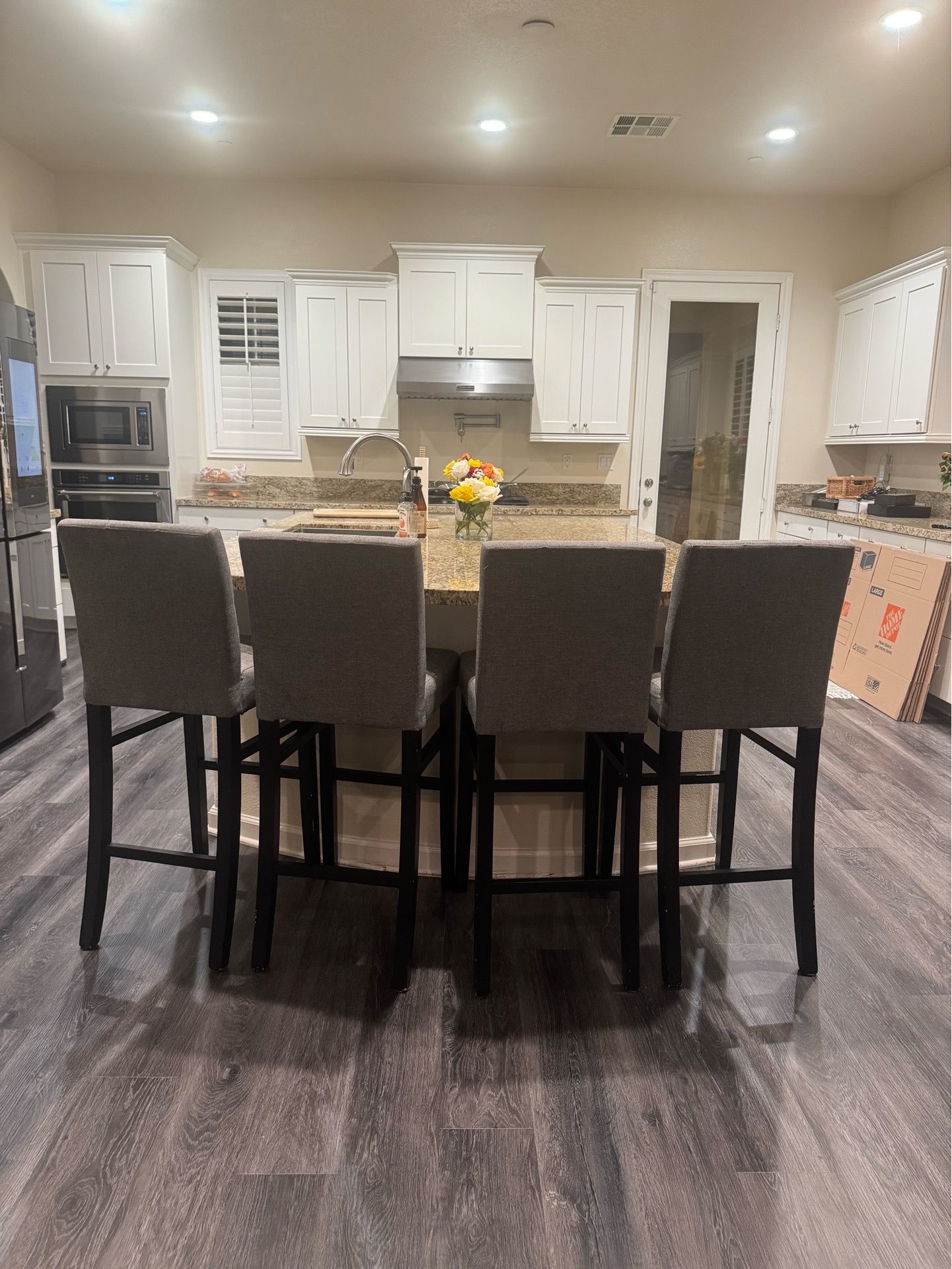 Grey button barstool kitchen chairs