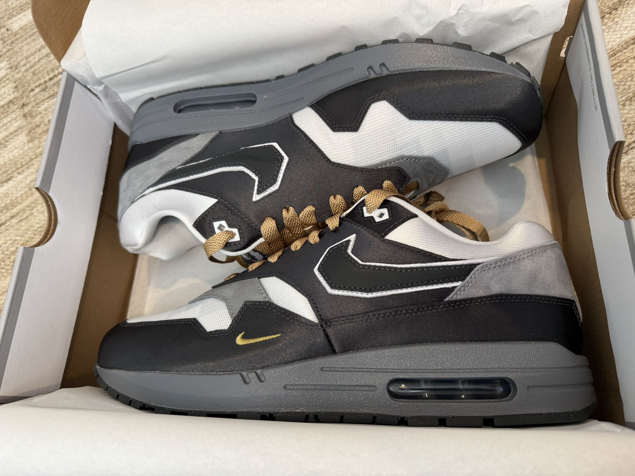 Nike Air Max 1 .SWOOSH Low Poly ‘Big Head Mode’ Goldeneye Size: 12