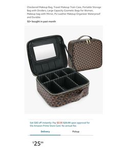 Brand new 10.6*9.5*3.7” (L*W*H) Checkered Makeupw Bag, Travel Makeup Train Case