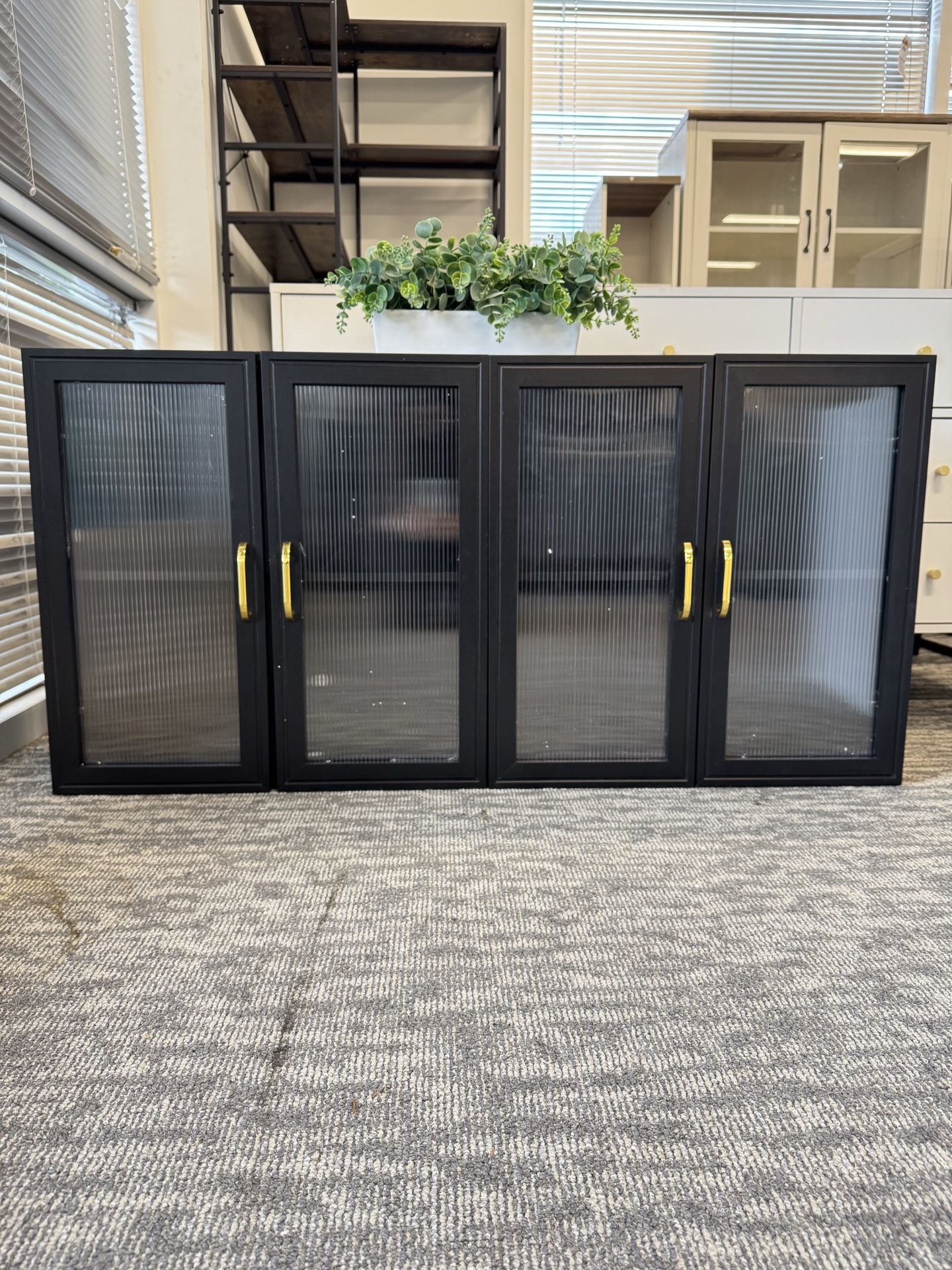 Set of 2🔥Wall-Mounted Storage Cabinet – Upper Cabinet for Kitchen or Laundry Room, Features 4 Clear Acrylic Doors and Interior Shelf for Organized,