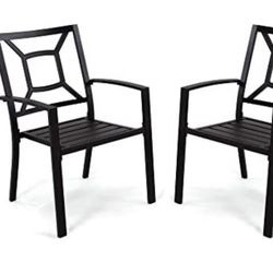 Set of 2 Patio Metal Chairs 