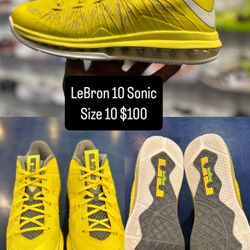 Nike LeBron 10 Low Sonic Yellow Size 10 Men Shoes