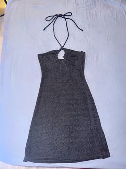 Black Glitter Halter Mini Dress