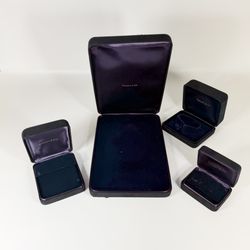 Lot of 4 Tiffany & Co Black Suede Empty Presentation Box for Ring, Necklace ...