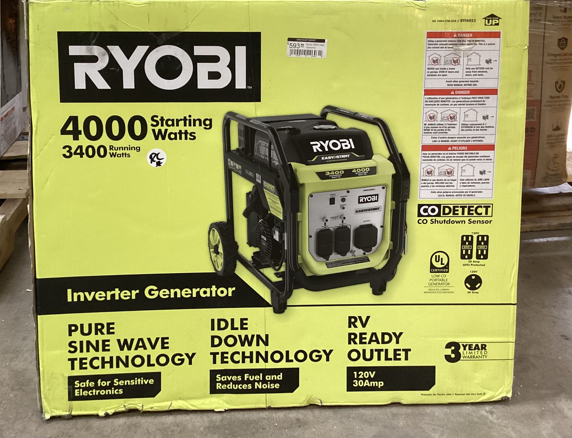 Ryobi 4000 Starting Watts Inverter Generator (ULN)
