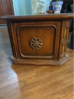 Vintage end table with storage solid wood