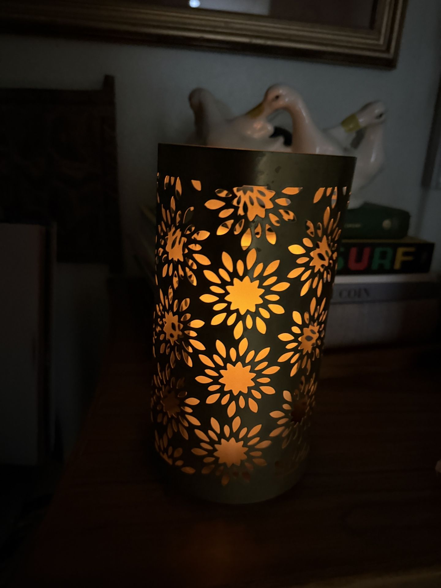 Metal Gold Vintage Candleholder Votive Cut Out Floral