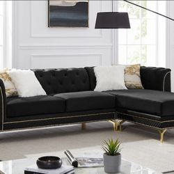Zia Black Velvet Sectional S8181
