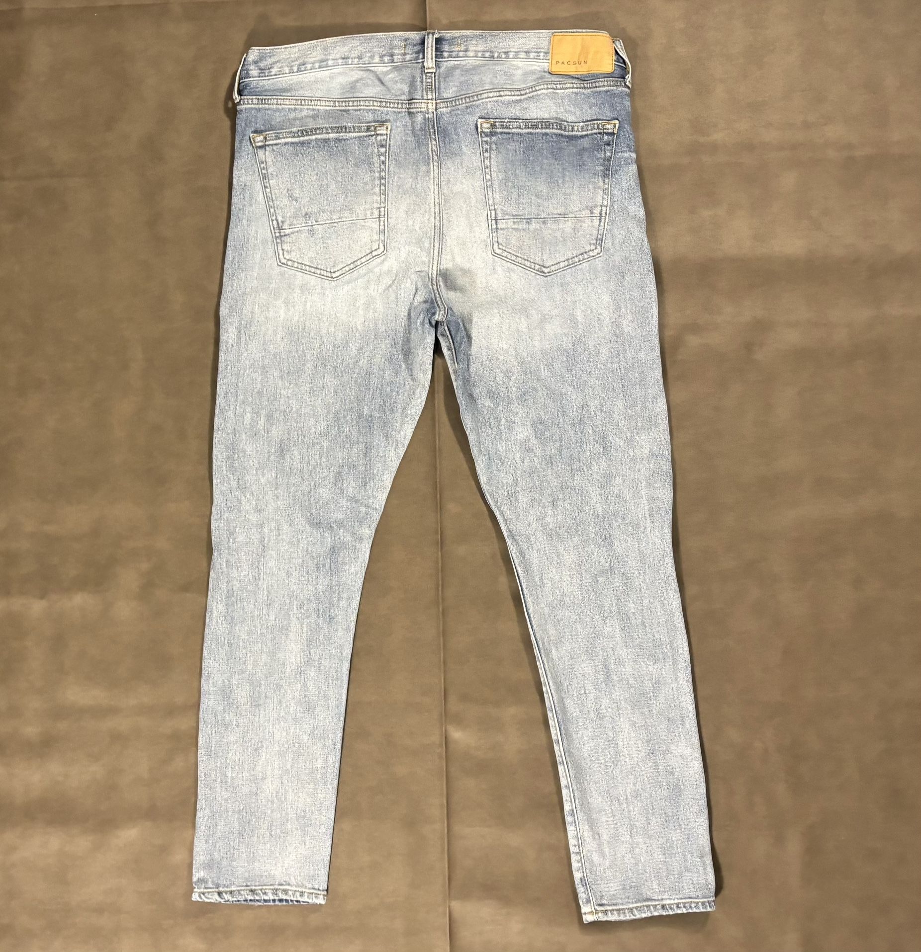 Pacsun Jeans Mens 34x32 Blue Ripped Slim Taper