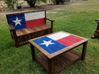 Benches, rustic wood works, kids kitchens, coffee tables, drink tables for sides of benches.