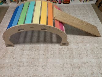 XXL Rocker Balance Board & Reversible Ramp Wooden Slide