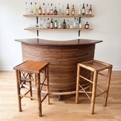 Vintage Tiki Bar + Stools