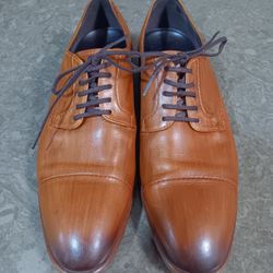 Men's ECCO Cognac Brown Leather Cap-toe Derby Dress Shoe's 