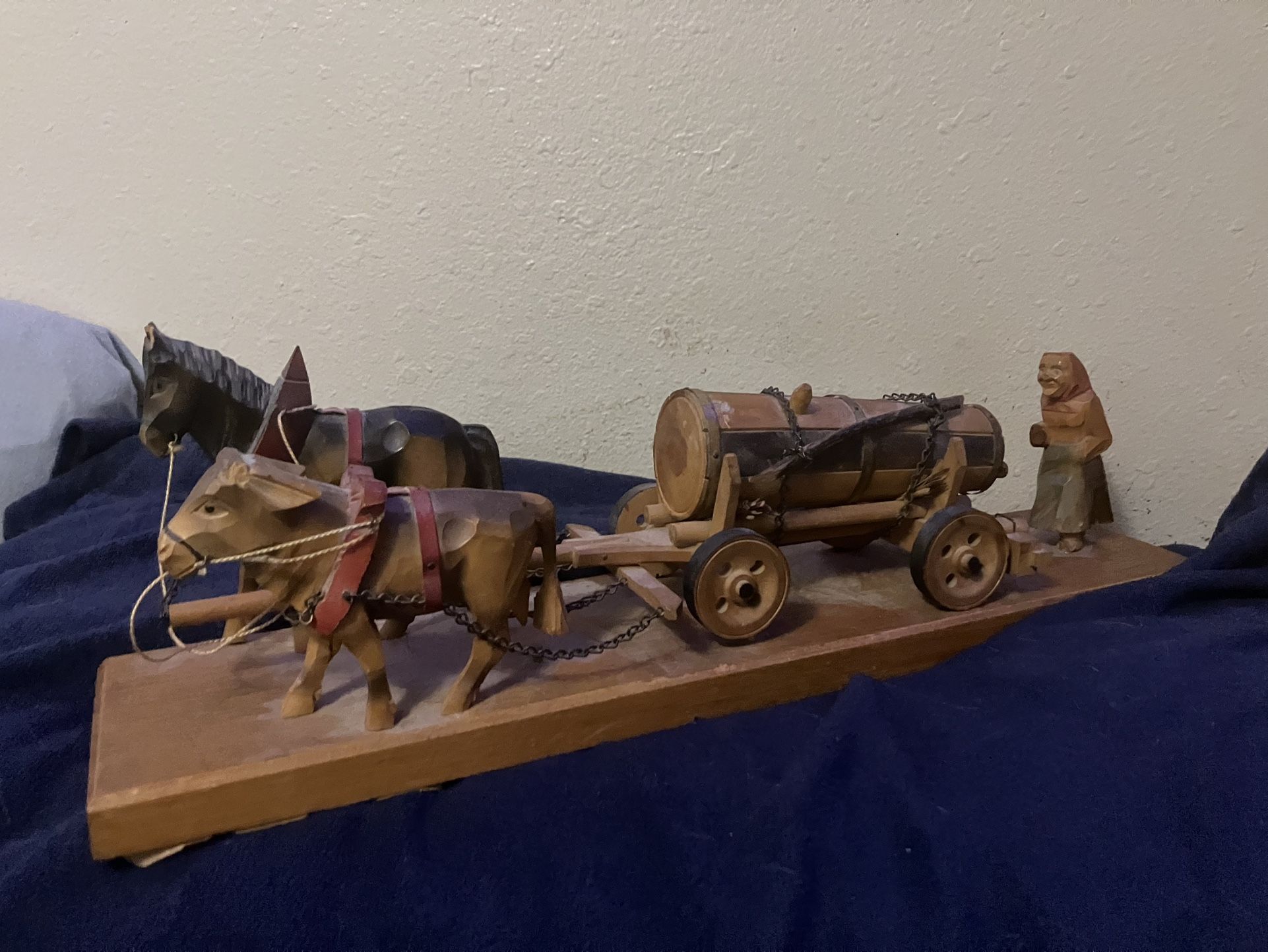 Vintage Hand Carved Black Forest German Beer Wagon