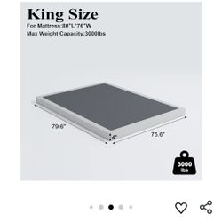 4 Inch Box Spring for King Bed,King Size Box Spring Only,Heavy Duty Mattress Foundation,Metal Bed Base,Non-Slip,Easy Assembly