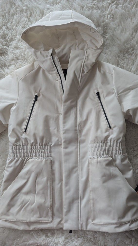 All In Motion Zip Winter Hooded Wind-Resistant Snow Sport Jacket White M