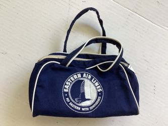 Vtg. Eastern Airlines Mini Cloth Zip Duffle Aviation Advertising Logo