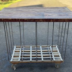 Large Vintage Industrial Laundry Cart Farmhouse Table