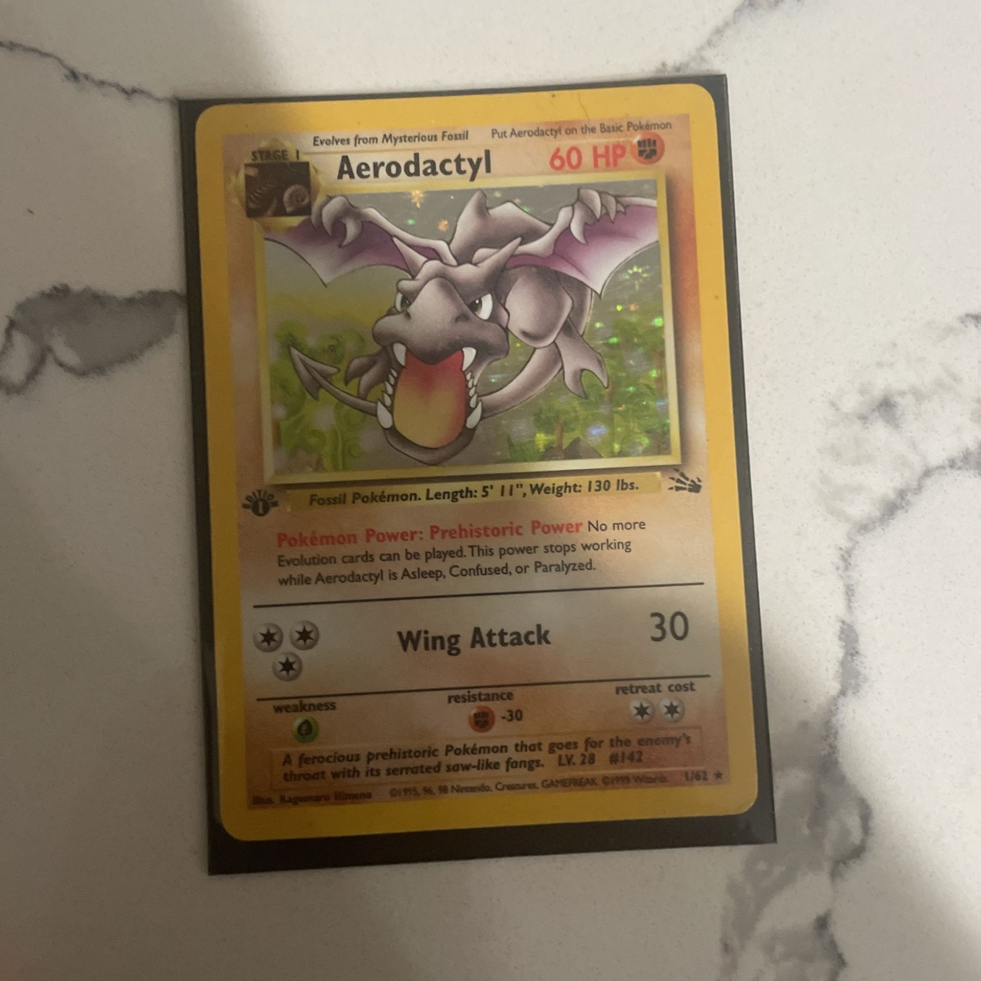 Holographic Rare Aerodactyl Pokemon Card Holographic Rare Aerodactyl Pokemon Card